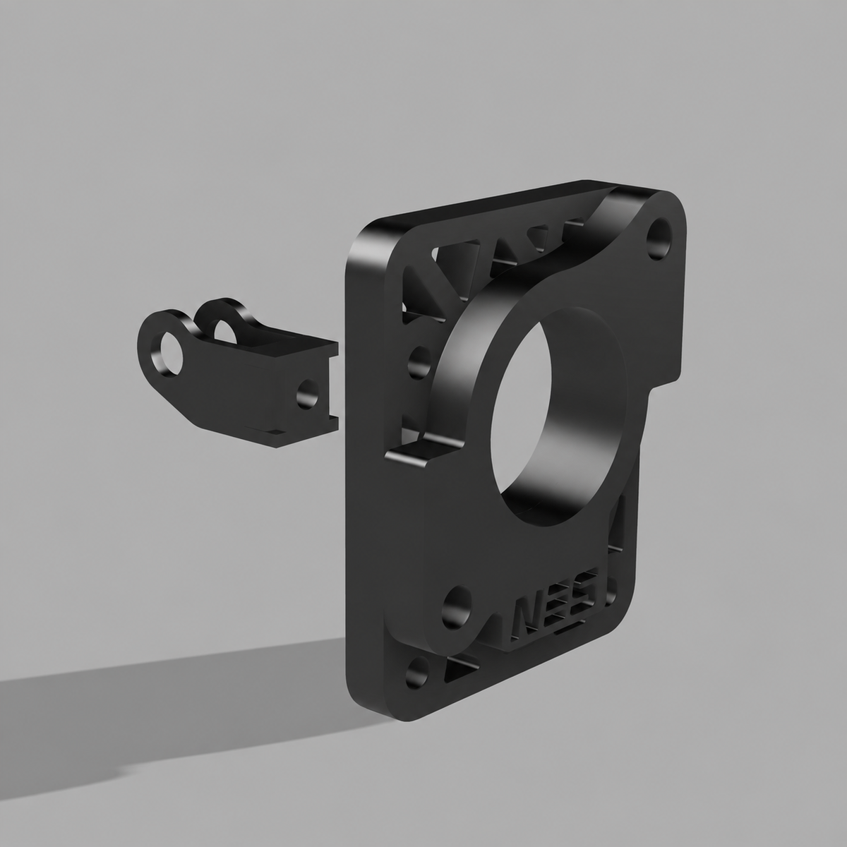 NES E36 brake booster delete bracket CAD render