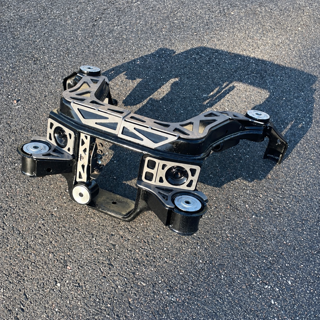 NES E36 rear subframe reinforcement plates shown fitted – overview