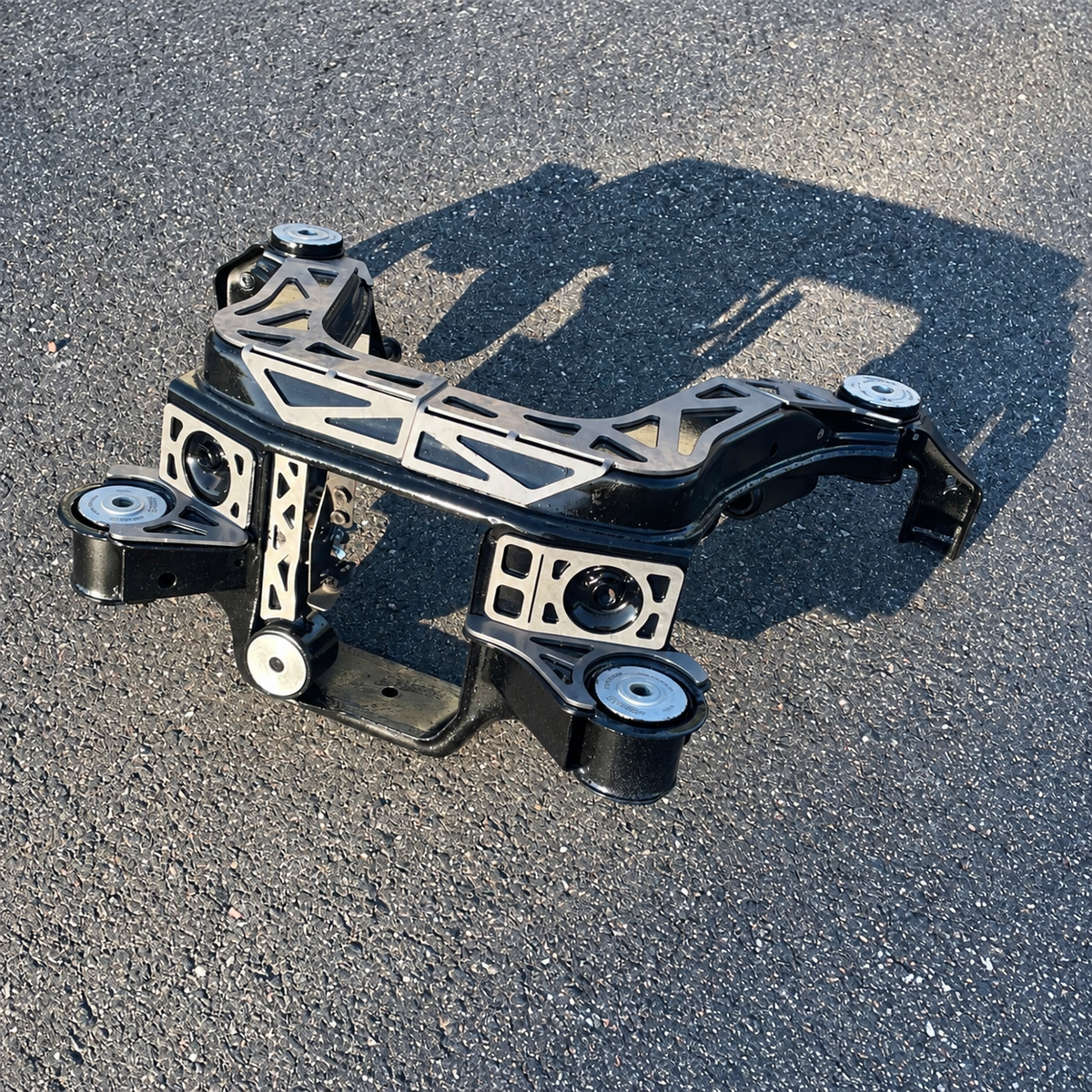 NES E36 rear subframe reinforcement plates shown fitted – overview