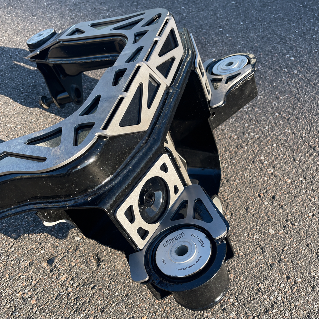 NES E36 rear subframe reinforcement plates shown fitted – detail
