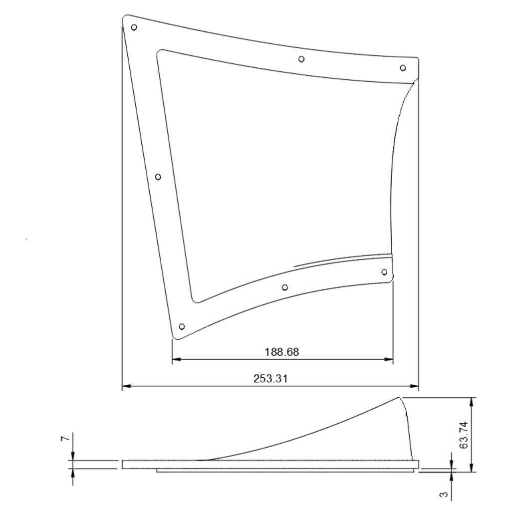 NES front splitter aero duct dimension drawing